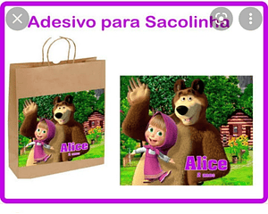 Arquivo de Corte  Adesivo sacola  Masha e o Urso