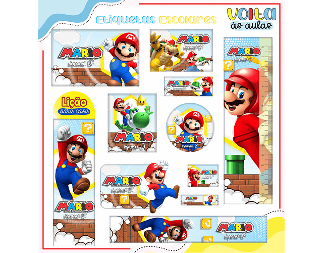 Arquivo Digital Kit Escolar  Super Mario 