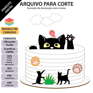 Arquivo de Corte Topo Gatinho com passarinho