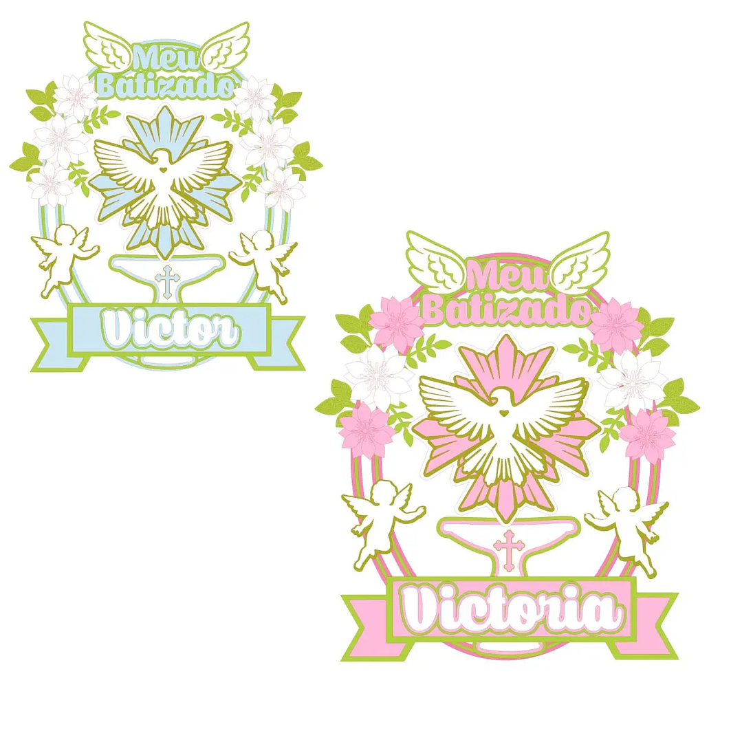 Arquivo de Corte Topo Batizado menina e menino 1
