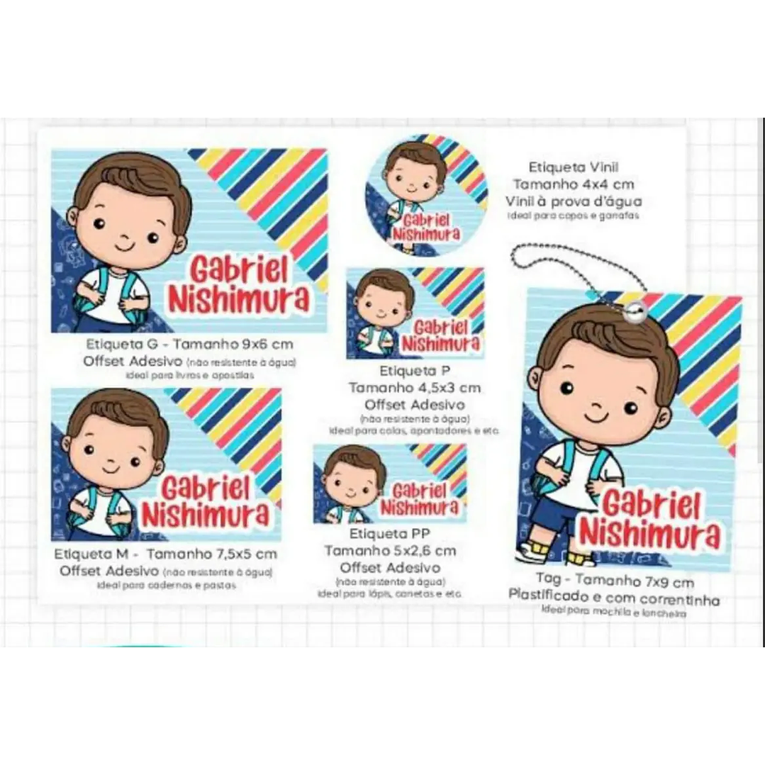 Arquivo de Corte Etiqueta Escolar Menino 1