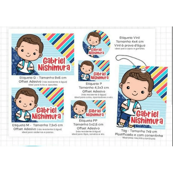 Arquivo de Corte Etiqueta Escolar Menino 1