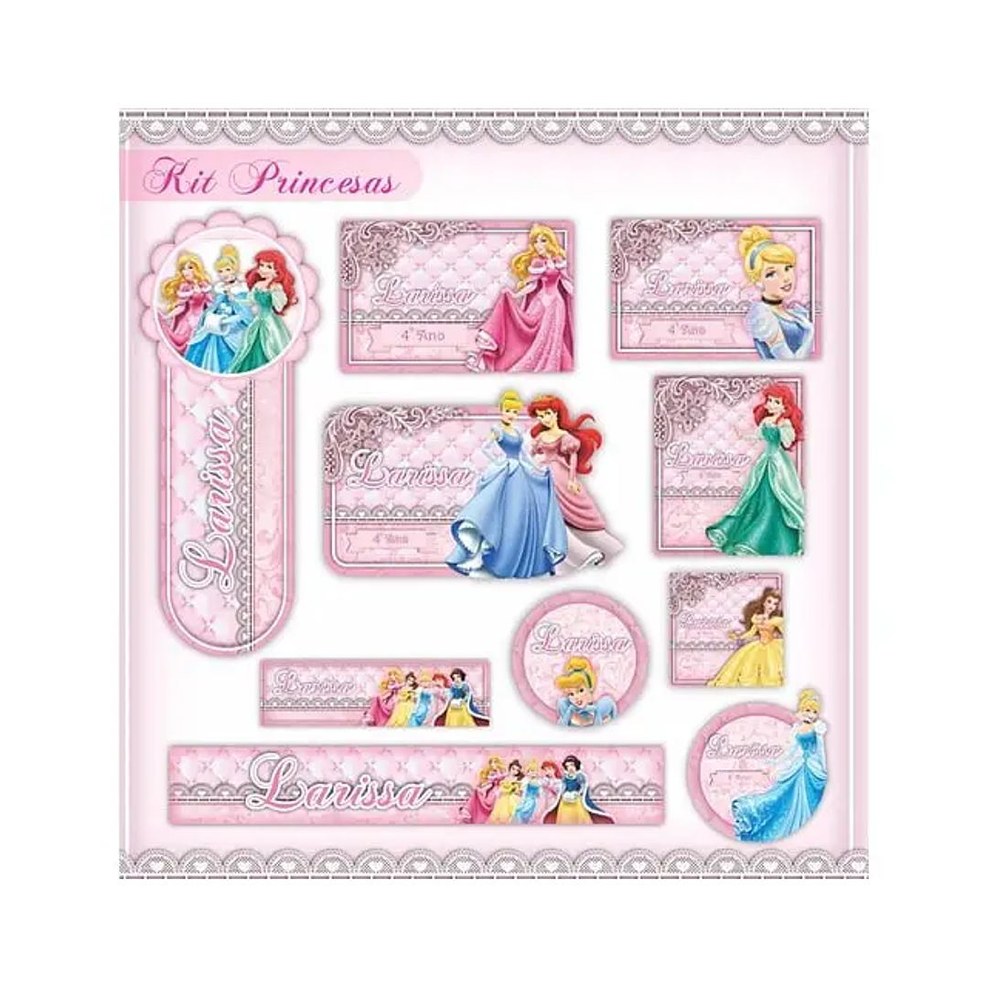 Arquivo de Corte Etiqueta Escolar Princesas 1