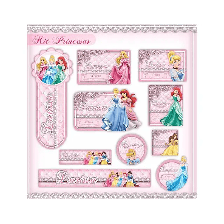 Arquivo de Corte Etiqueta Escolar Princesas 1