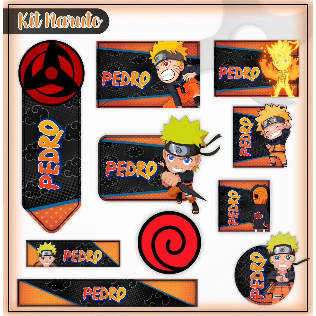 Arquivo de Corte Etiqueta Escolar Naruto Chibi 1