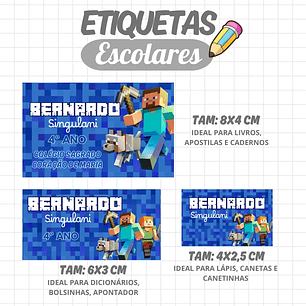 Arquivo de Corte Etiqueta Escolar Minecraft
