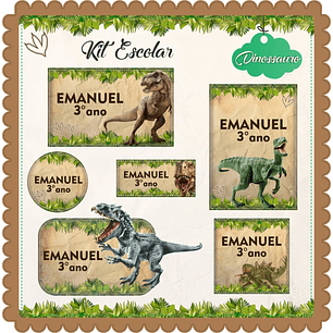 Arquivo de Corte Etiqueta Escolar Dinossauro