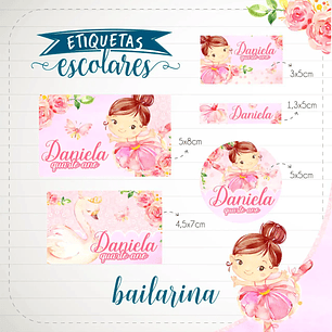 Arquivo de Corte Etiqueta Escolar  Bailarina 