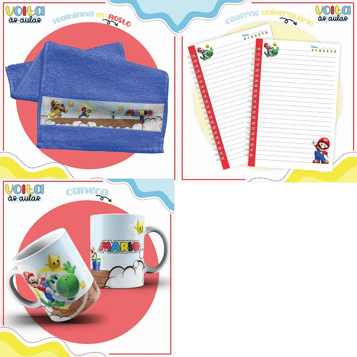 Arquivo Digital Kit Escolar  Super Mario  3