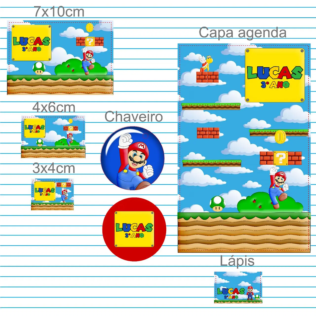 Arquivo de Corte Etiqueta Escolar Super Mario 1