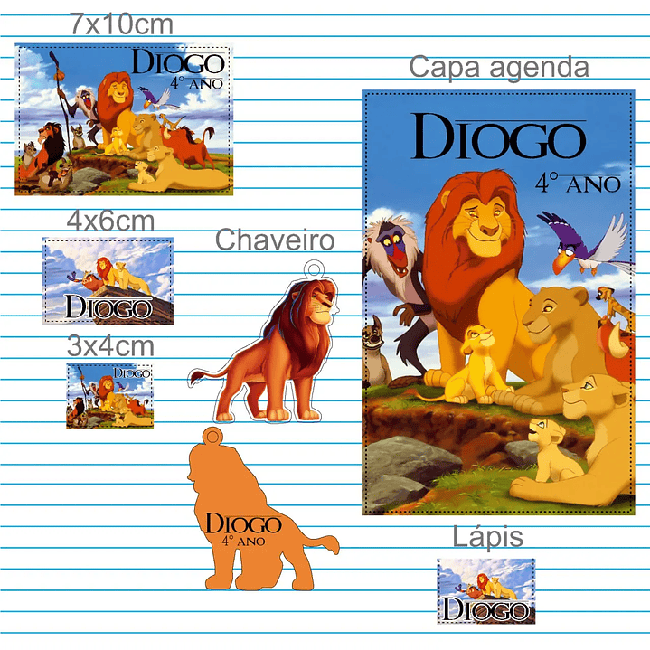 Arquivo de Corte Etiqueta Escolar o Rei Leão 1