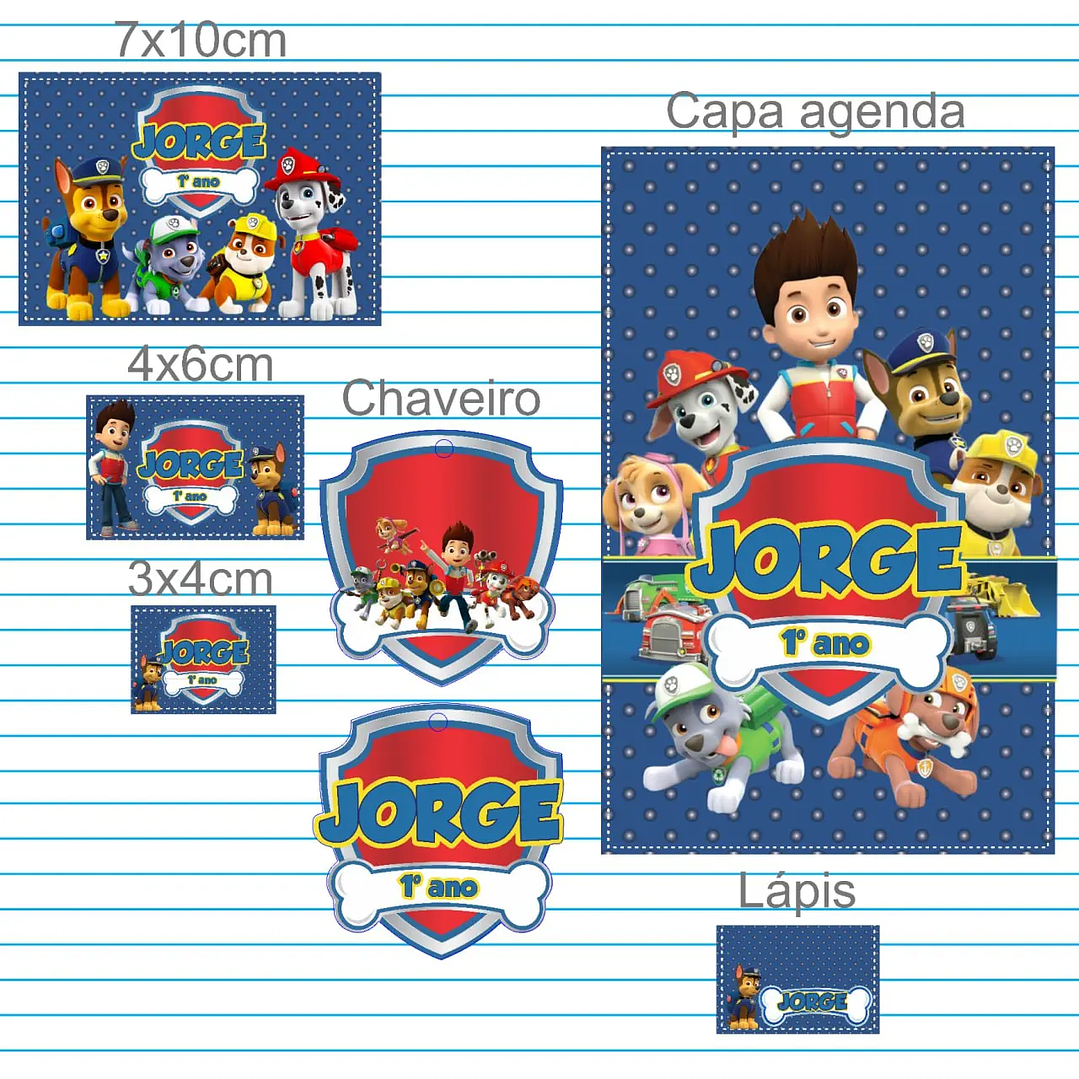 Arquivo de Corte Etiqueta Escolar Patrulha Canina Menino 1