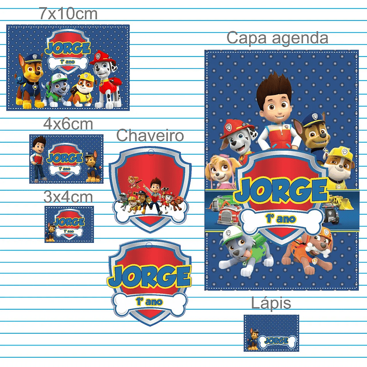 Arquivo de Corte Etiqueta Escolar Patrulha Canina Menino 1
