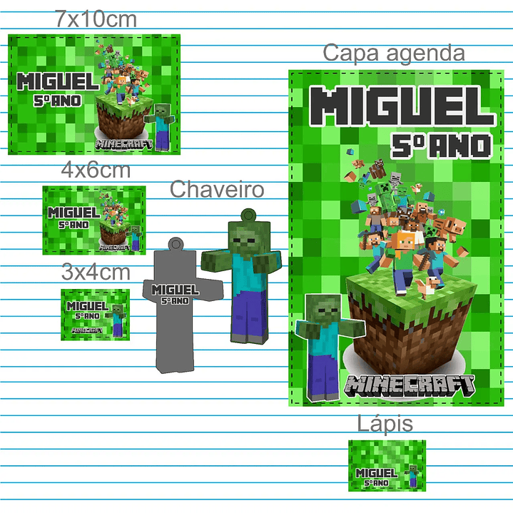 Arquivo de Corte Etiqueta Escolar Minecraft 1
