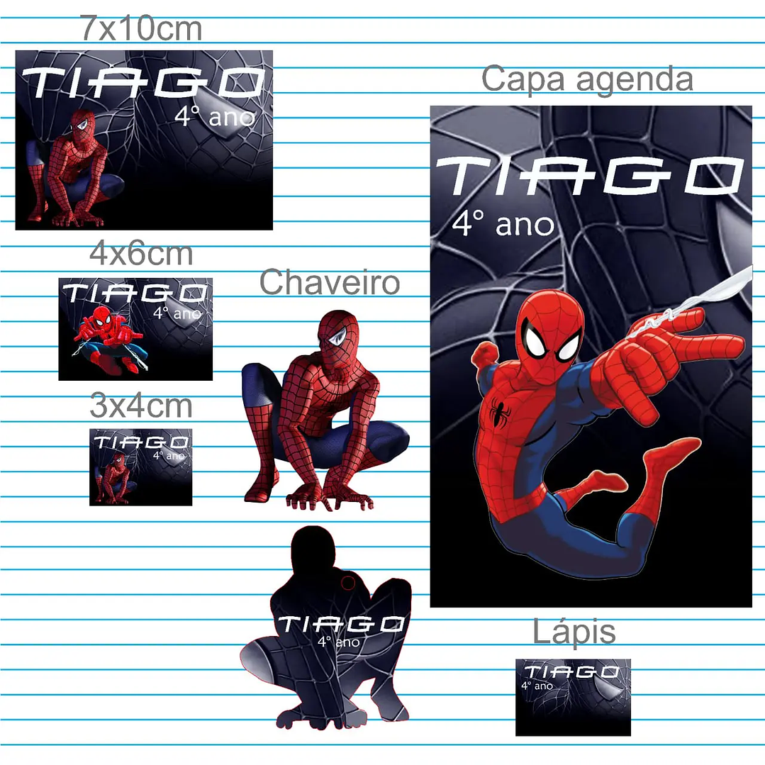 Arquivo de Corte Etiqueta Escolar Homem Aranha 1