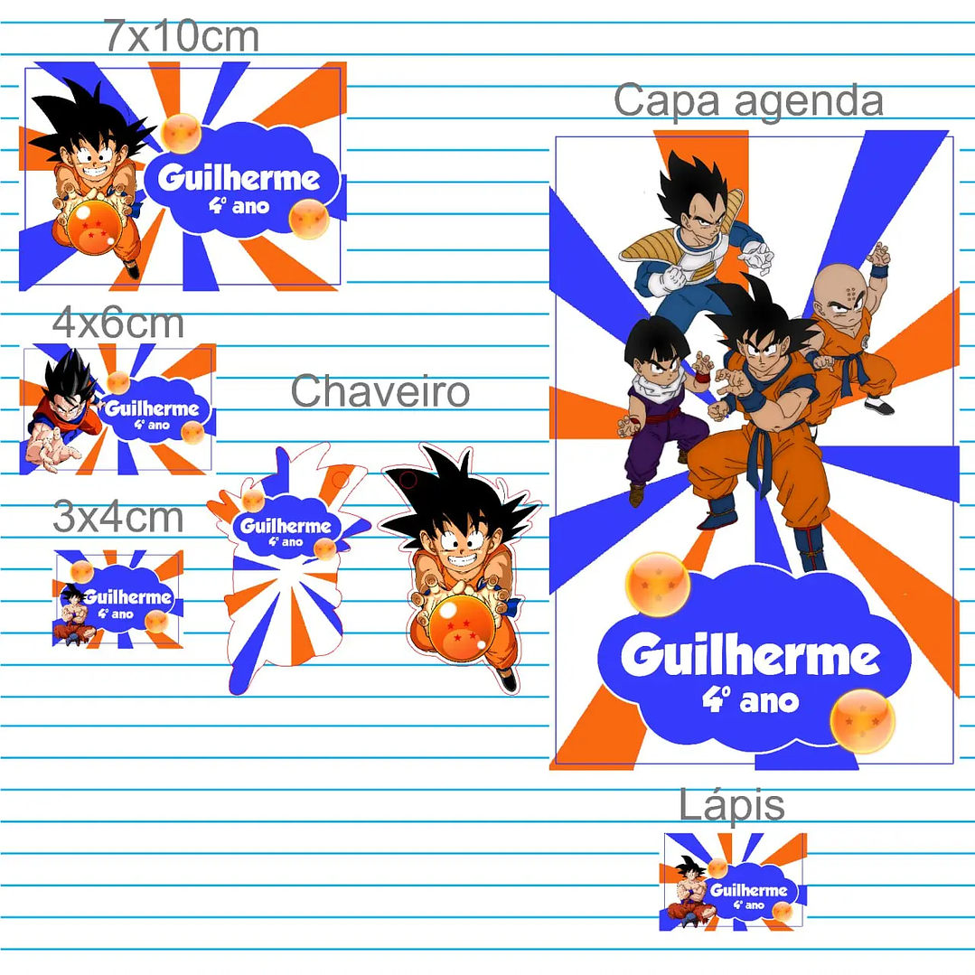 Arquivo de Corte Etiqueta Escolar Dragon Ball 1