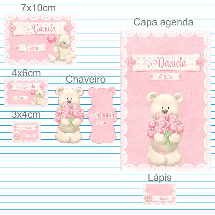 Arquivo de Corte Etiqueta Escolar Ursinha 1