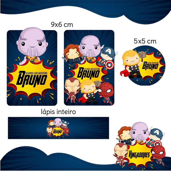 Arquivo de Corte Etiqueta Escolar Vingadores 1