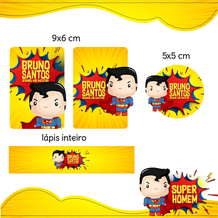 Arquivo de Corte Etiqueta Escolar Super Man