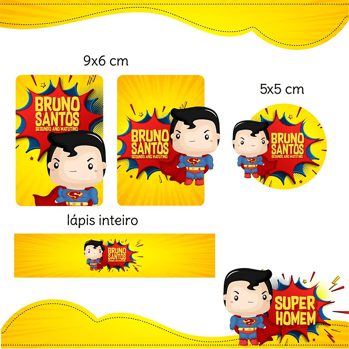 Arquivo de Corte Etiqueta Escolar Super Man 1