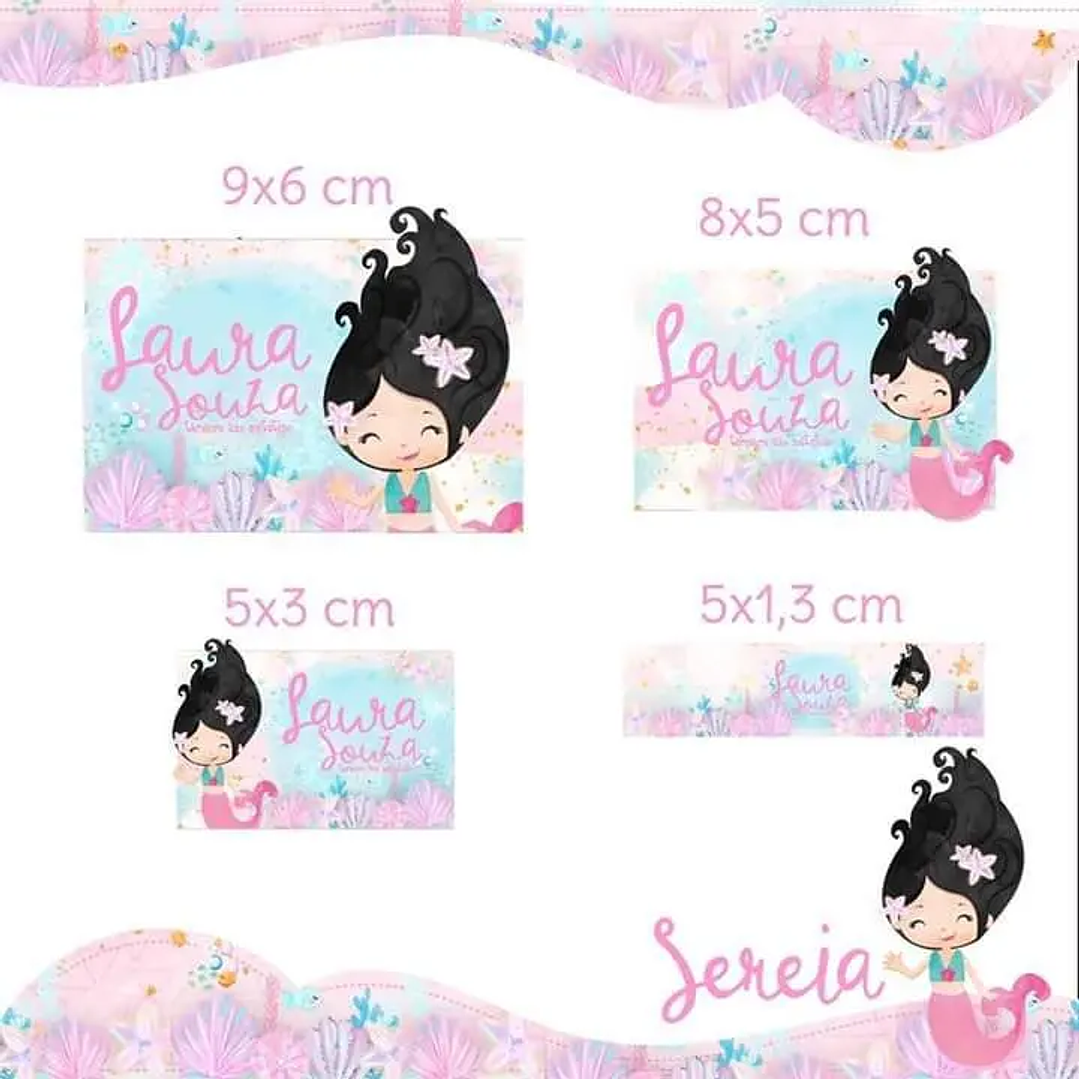 Arquivo de Corte Etiqueta Escolar Sereia 1