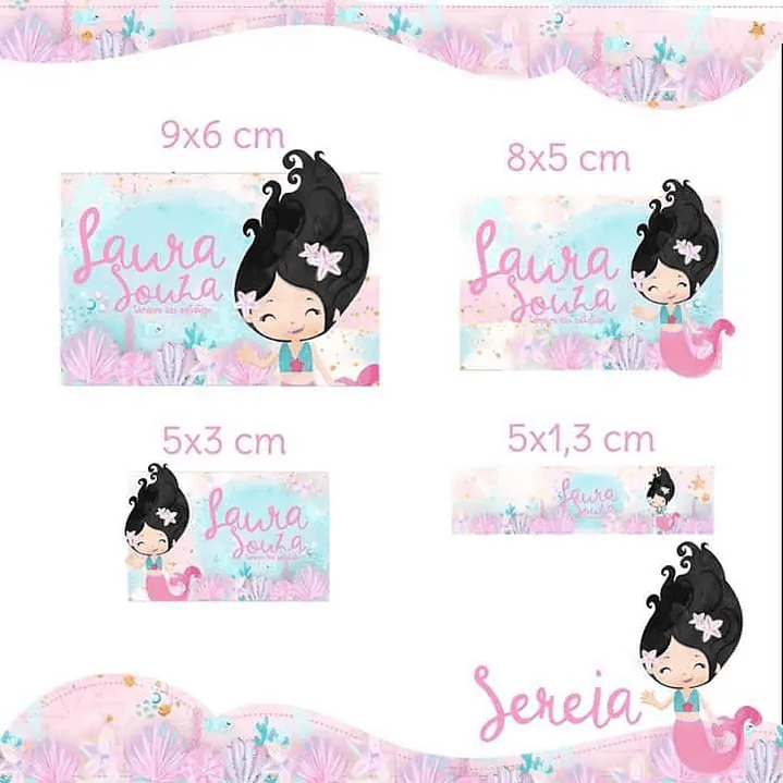 Arquivo de Corte Etiqueta Escolar Sereia 1