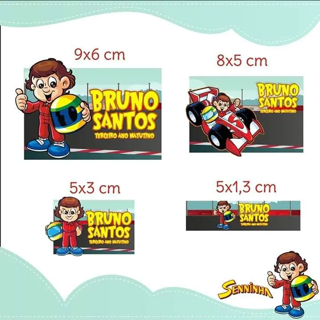 Arquivo de Corte Etiqueta Escolar Senninha 1