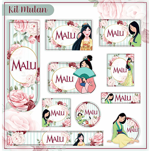 Arquivo de Corte Etiqueta Escolar Mulan