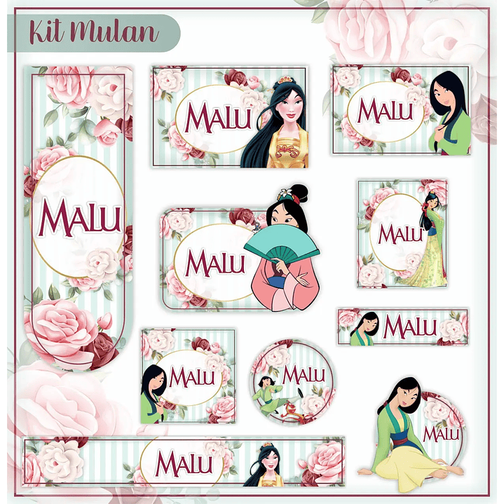 Arquivo de Corte Etiqueta Escolar Mulan 1