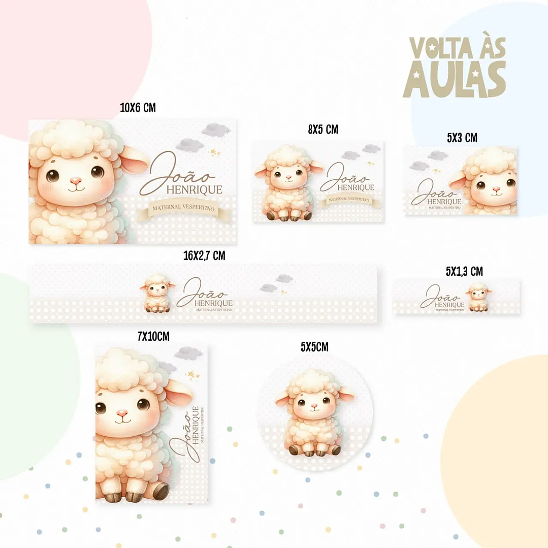 Arquivo de Corte Etiqueta Escolar Ovelinha 1