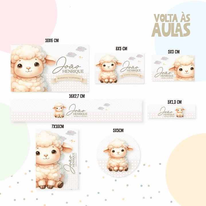 Arquivo de Corte Etiqueta Escolar Ovelinha 1