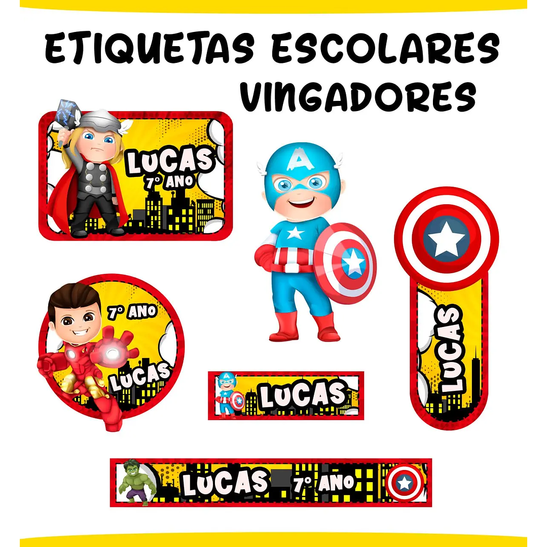 Arquivo de Corte Etiqueta Escolar Vingadores 1