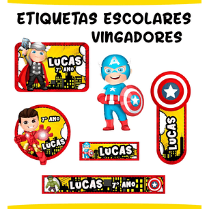 Arquivo de Corte Etiqueta Escolar Vingadores