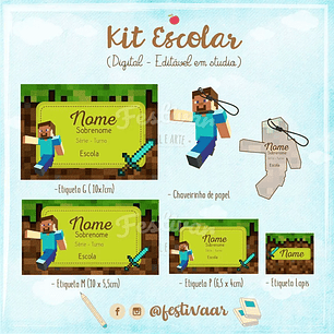 Arquivo de Corte Etiqueta Escolar Minecraft