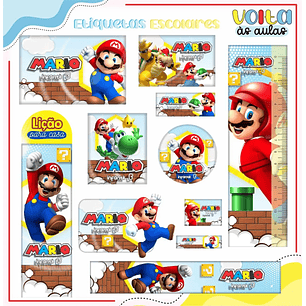 Arquivo de Corte Etiqueta Escolar Super Mario