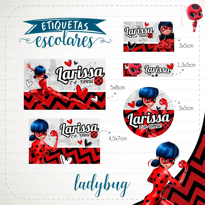 Arquivo de Corte Etiqueta Escolar Lady bug  1