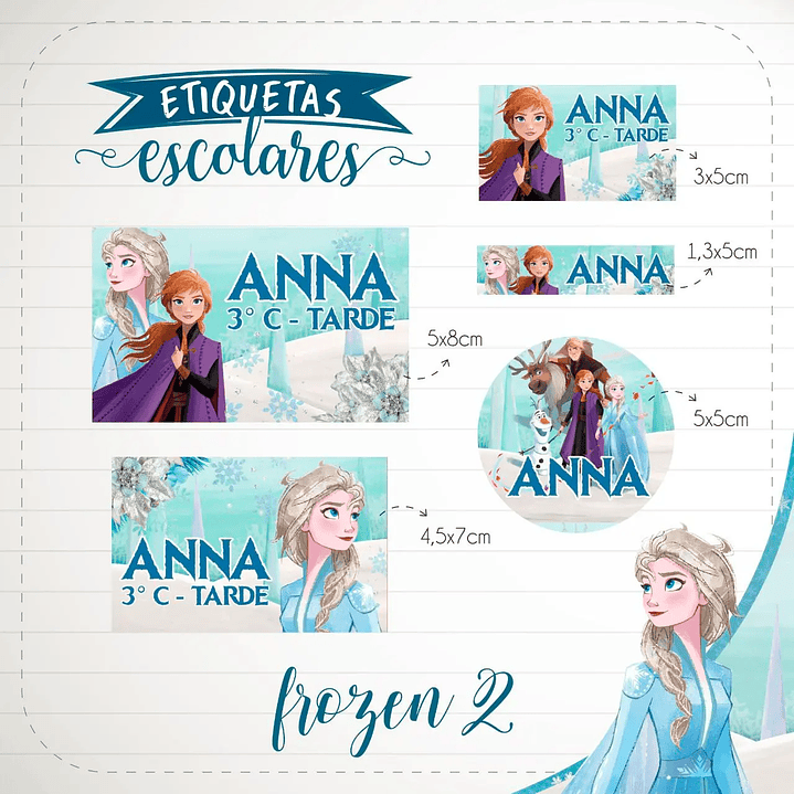 Arquivo de Corte Etiqueta Escolar Frozen 1