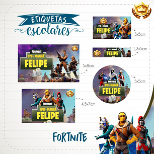 Arquivo de Corte Etiqueta Escolar Fortnite