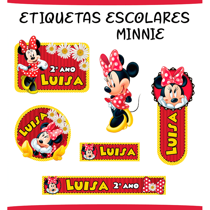 Arquivo de Corte Etiqueta Escolar Minnie 1