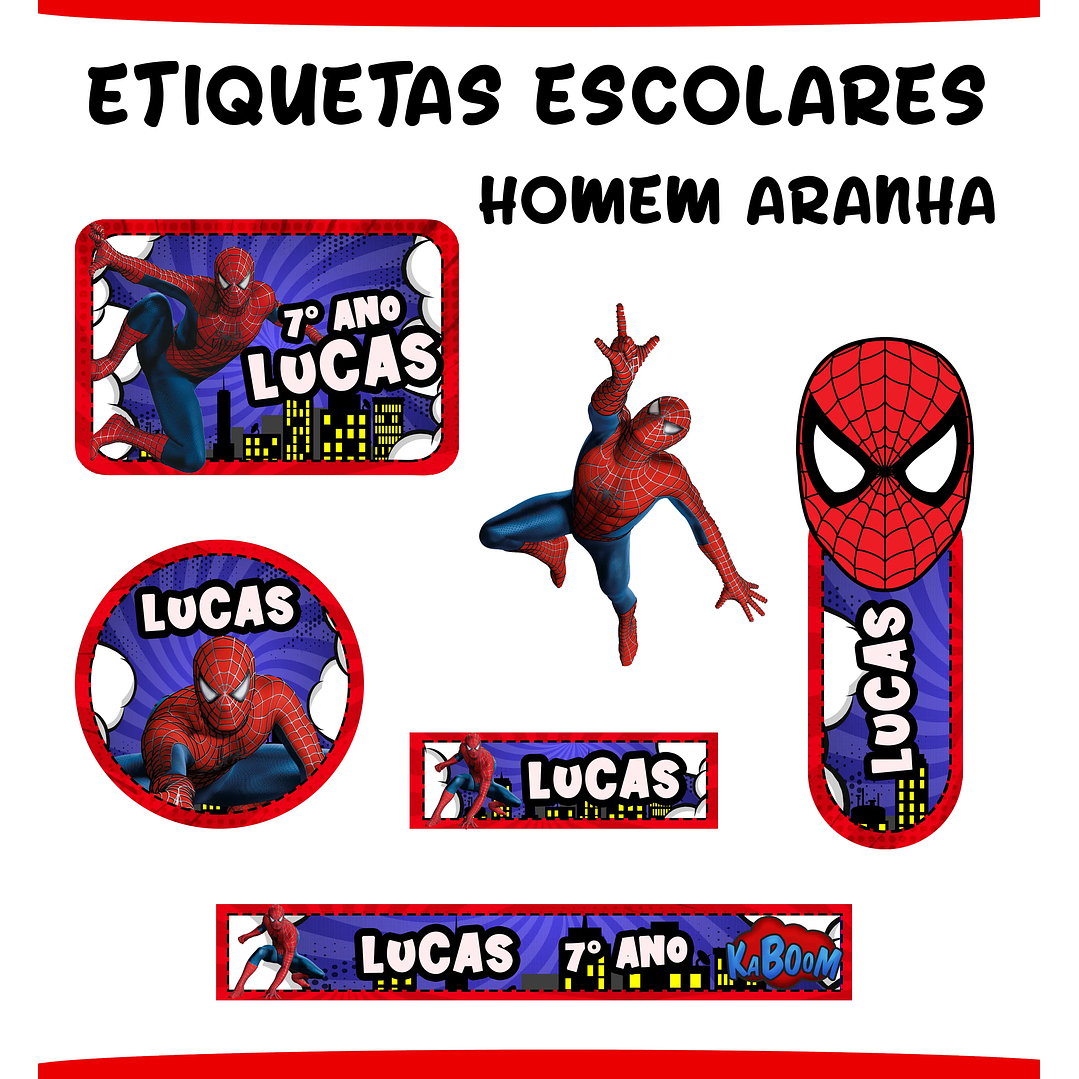 Arquivo de Corte Etiqueta Escolar Homem Aranha 1
