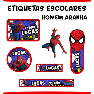 Arquivo de Corte Etiqueta Escolar Homem Aranha