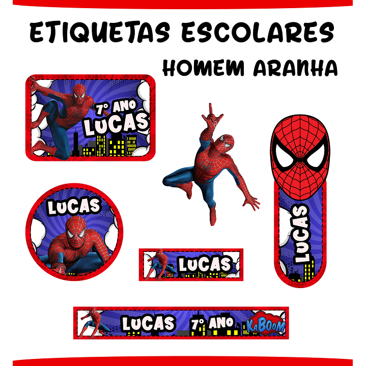 Arquivo de Corte Etiqueta Escolar Homem Aranha 1