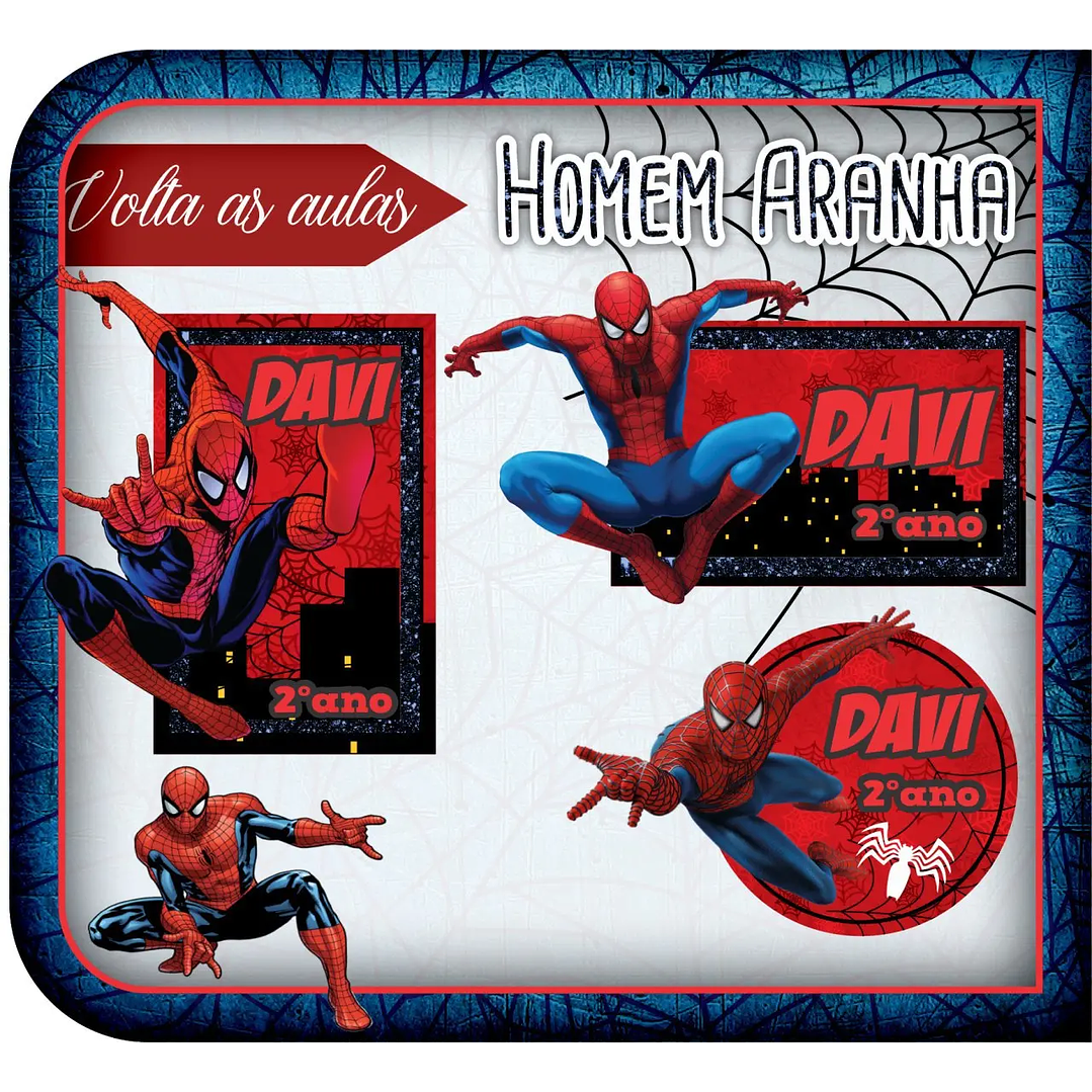 Arquivo de Corte Etiqueta Escolar Homem Aranha 1