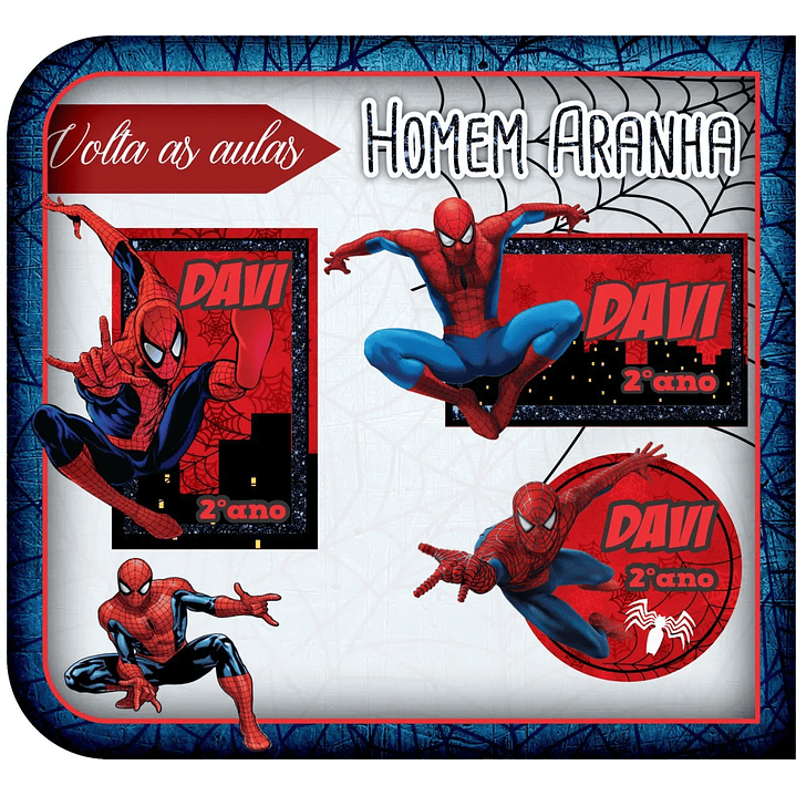Arquivo de Corte Etiqueta Escolar Homem Aranha 1