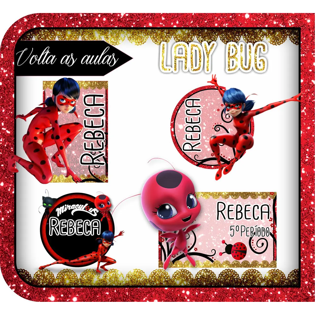 Arquivo de Corte Etiqueta Escolar Lady Bug 1
