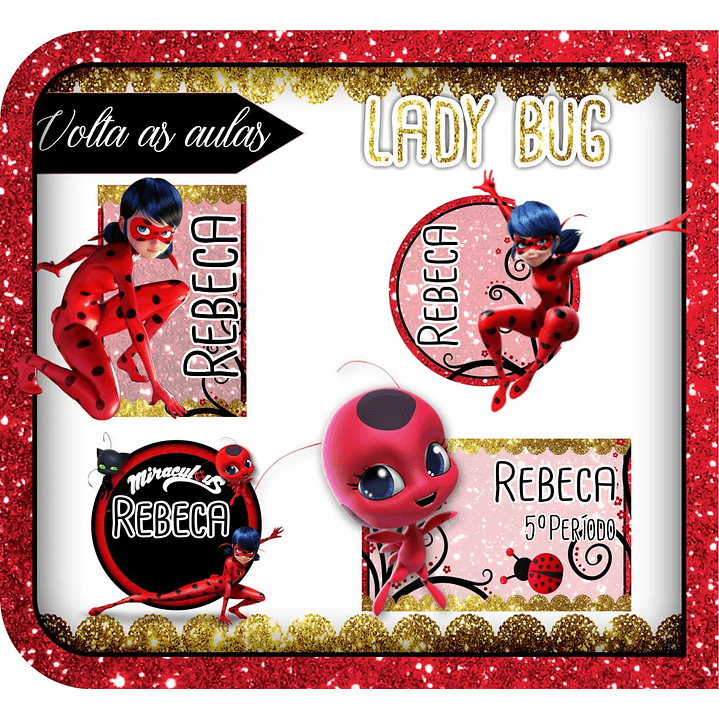 Arquivo de Corte Etiqueta Escolar Lady Bug 1