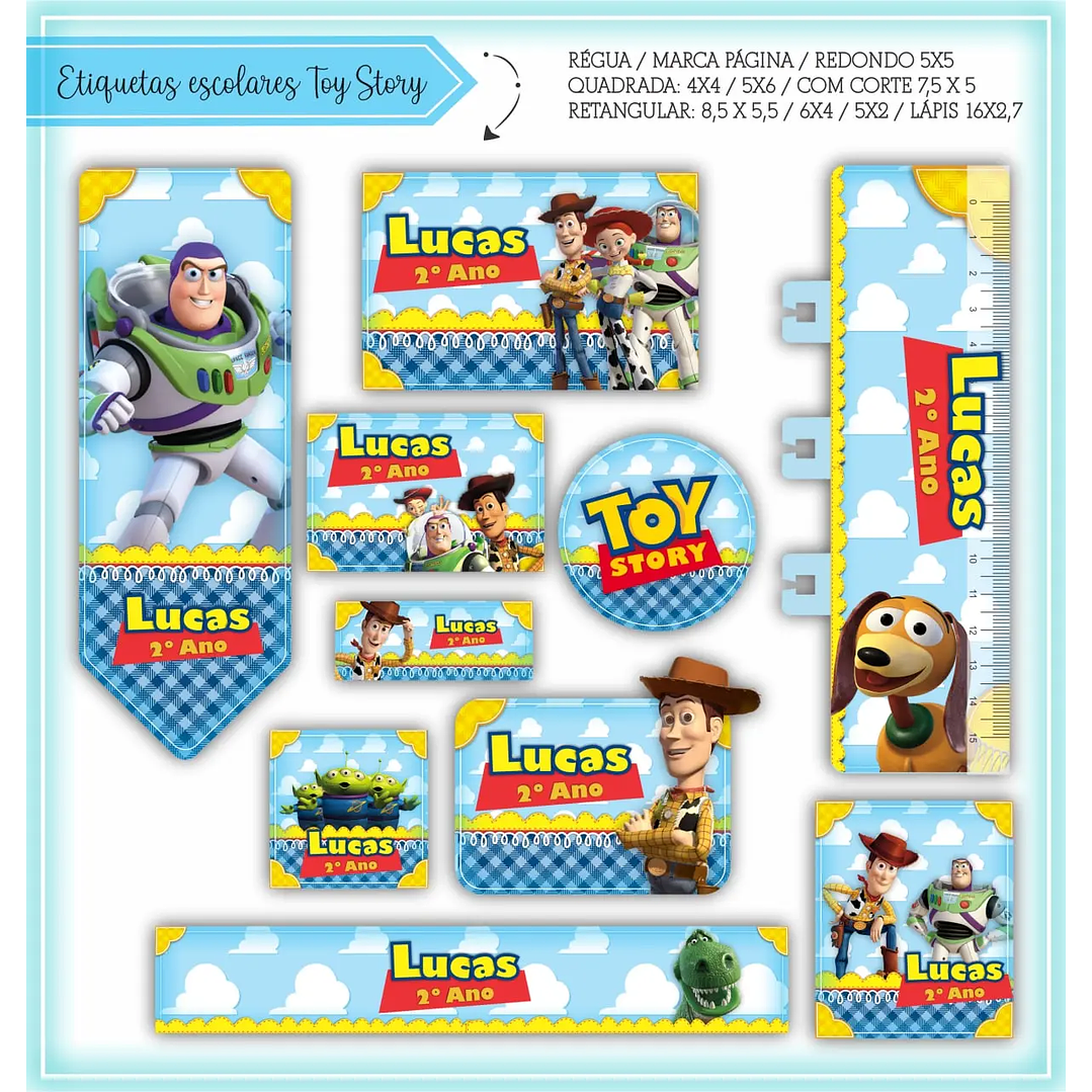 Arquivo de Corte Etiqueta Escolar Toy Story 1