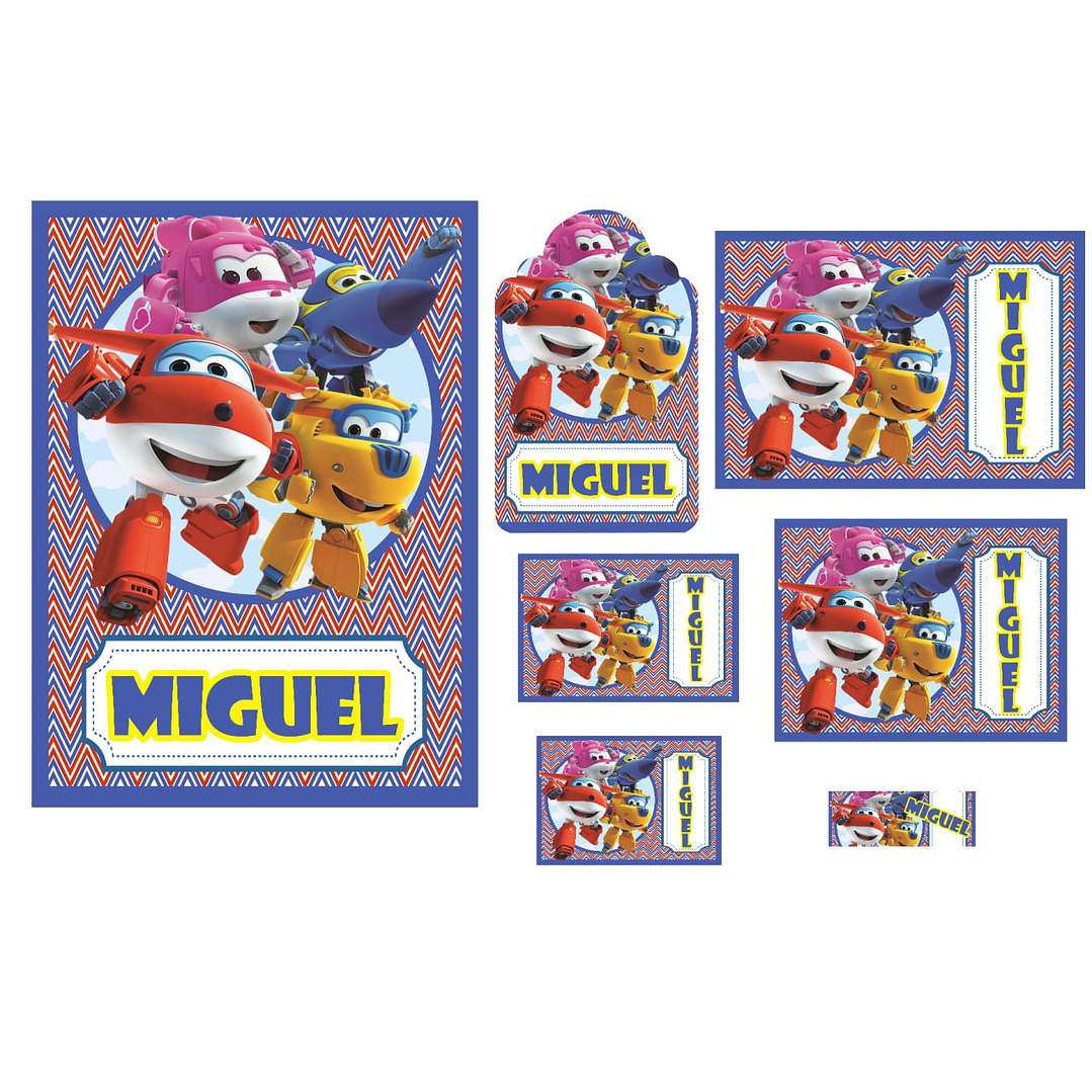 Arquivo de Corte Etiqueta Escolar Super Wings 1