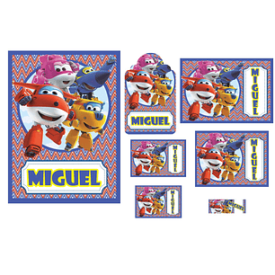 Arquivo de Corte Etiqueta Escolar Super Wings