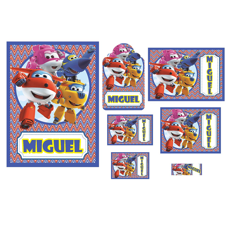 Arquivo de Corte Etiqueta Escolar Super Wings 1